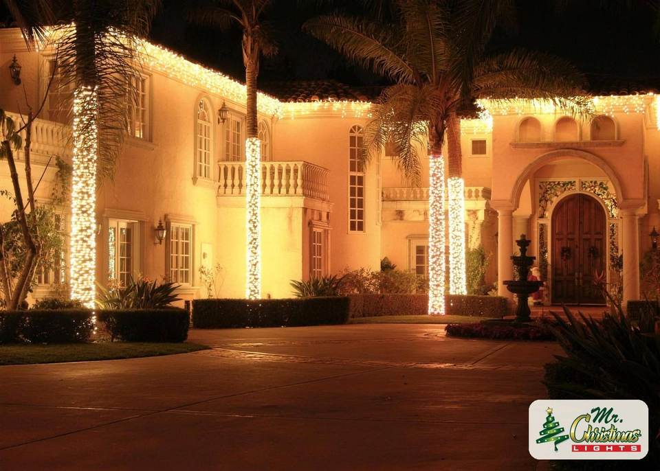 Mediterranean estate, fully lit Mediterranean estate, fully lit: real Christmas light installation by Mr. Christmas Lights in Miami, FL, (786) 228-6649