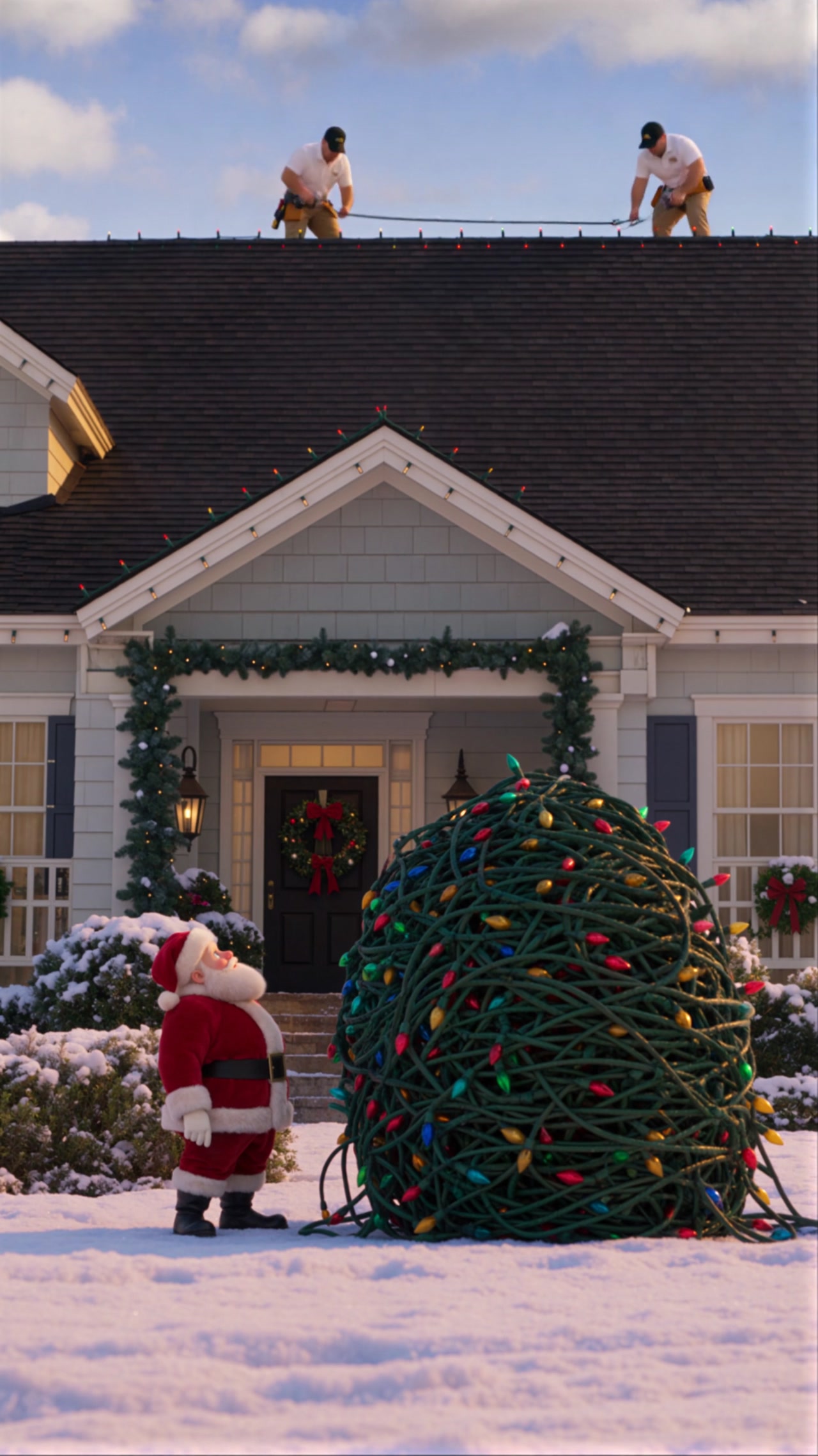 Santa’s giant Christmas light tangle — Mr. Christmas Lights promotional video